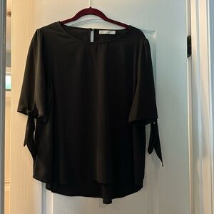 Black blouse short sleeve with ties